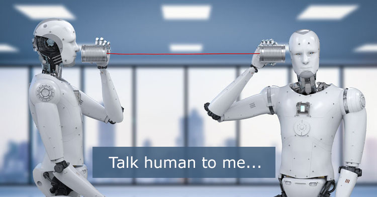 The rise of conversational copywriting, with two robots talking