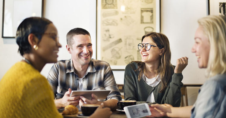 Group of people in conversation