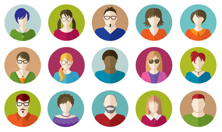 A visual representation of avatars or personas for a company or organization