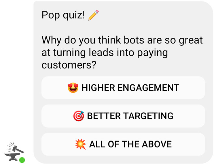 multiple choice answers on chatbot