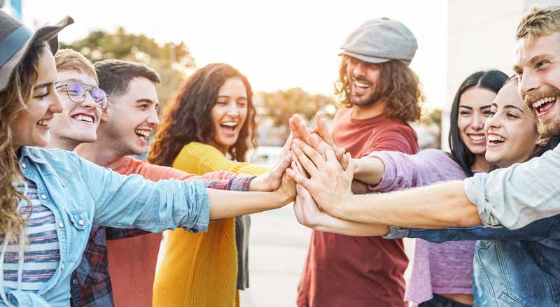 Group of young adults hanging out